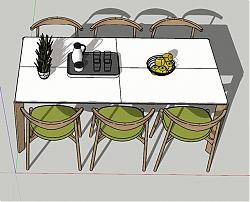 6人座餐桌椅家具SU模型