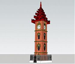 欧式钟楼建筑SU模型