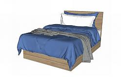 单人床木床床铺SU模型