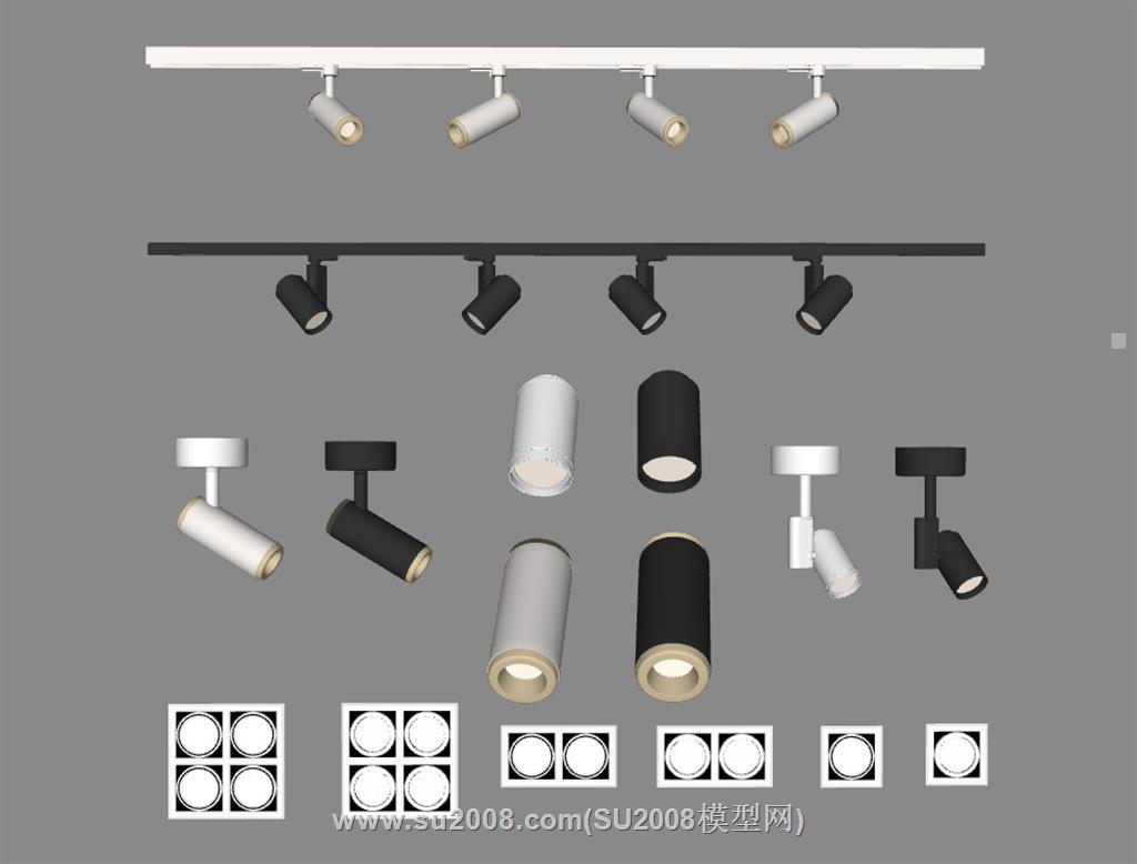 筒灯射灯组合su模型 1