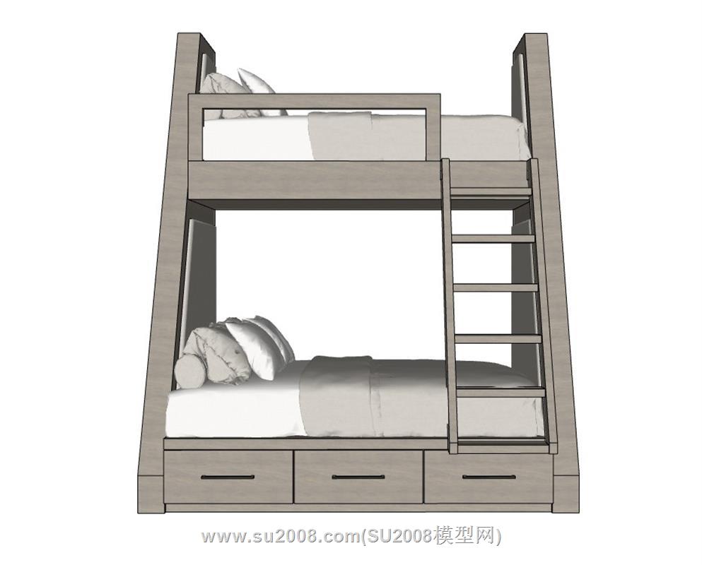 儿童高低铺上下铺su模型 1