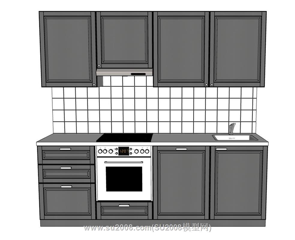 小型简约厨房su模型 1