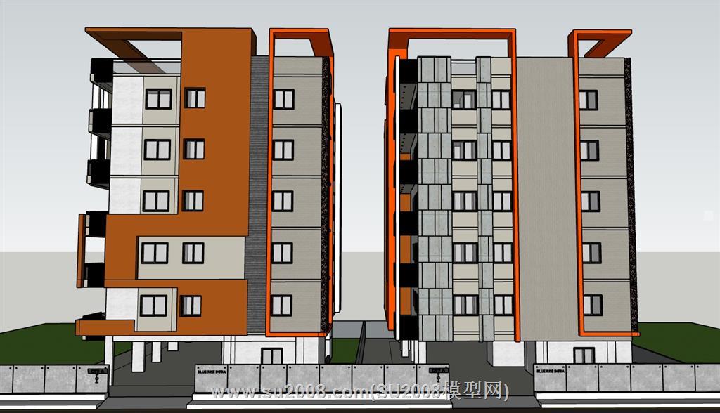 公寓住宅楼su模型 1