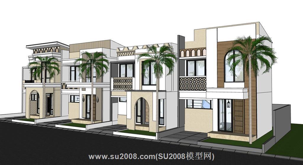 阿拉伯别墅联排su模型 1