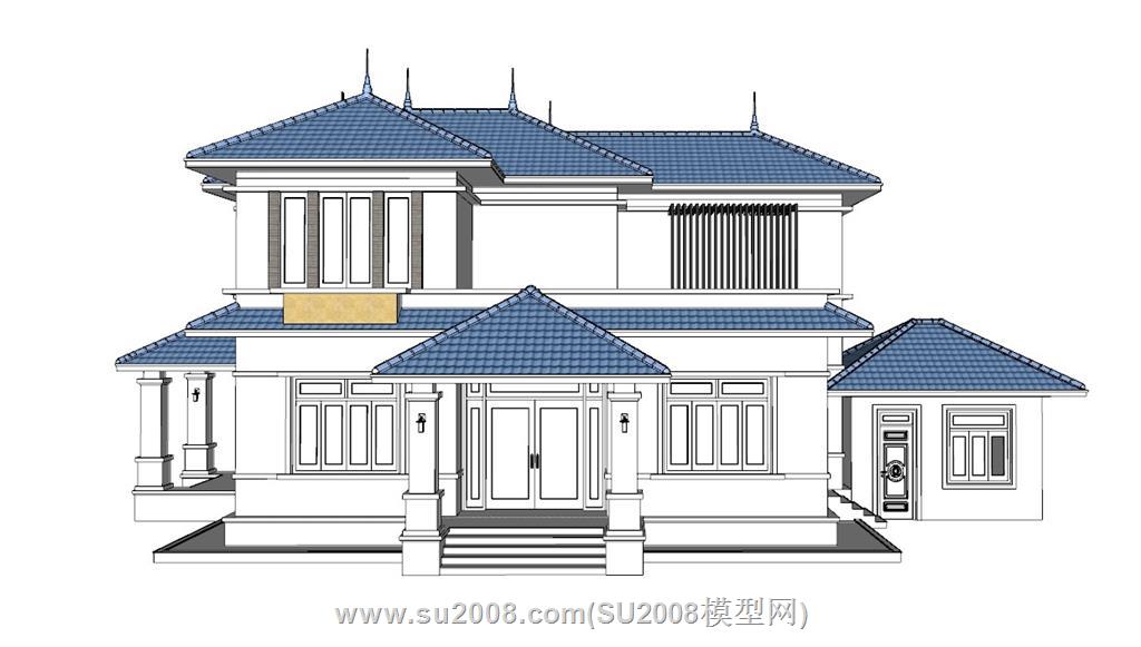 泰式风格别墅SketchUp模型-领略东南亚风情之美 1