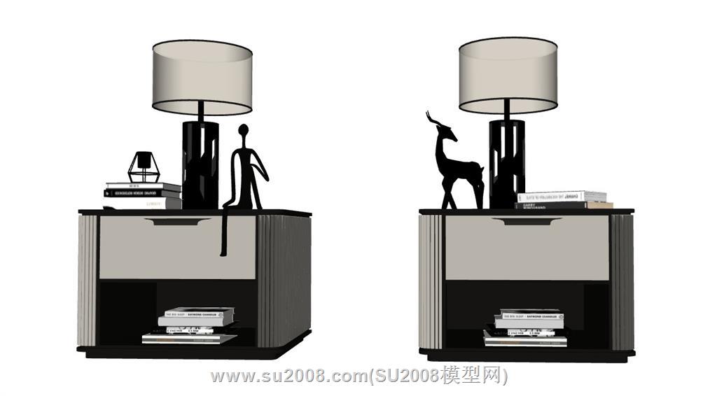 简约方桌床头柜su模型 1