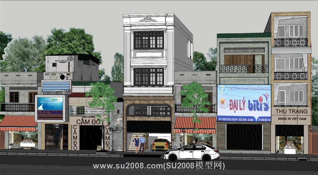 越南沿街商铺老房su模型 1