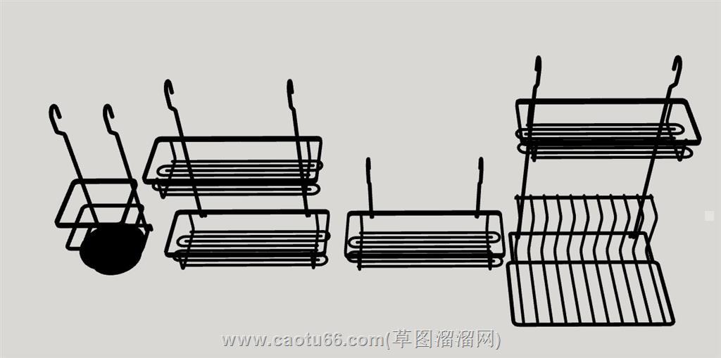 不锈钢沥水架su模型 1