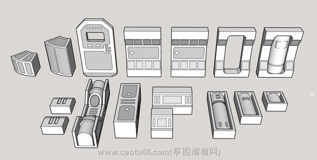 白模太空舱门su模型 1