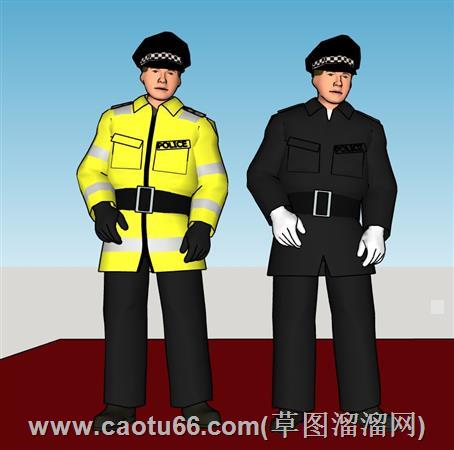 3D警员警察人物su模型 1