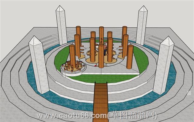 八卦阵木桩休憩地su模型 1