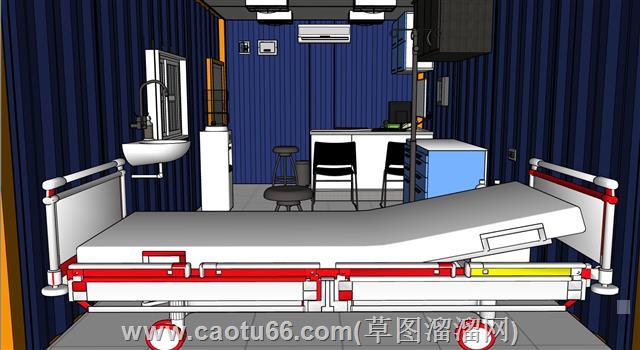 集装箱诊室病房病床SU模型 1