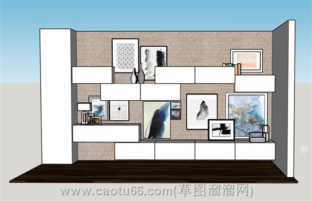 收纳墙su模型 1