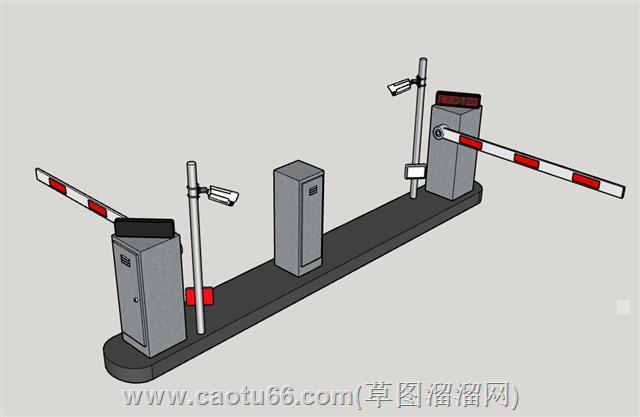 小区车闸道闸su模型 1