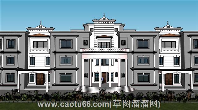 欧洲酒店建筑su模型 1