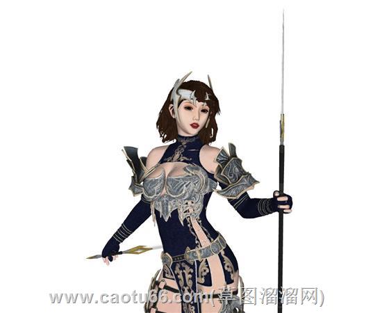 女战士立绘人物su模型 1