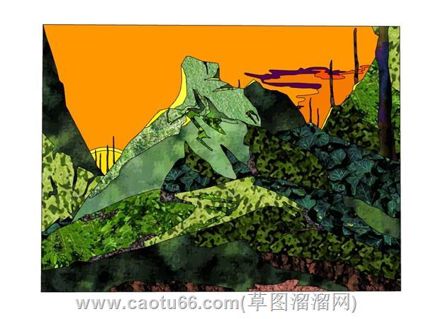 山画装饰画su模型 1