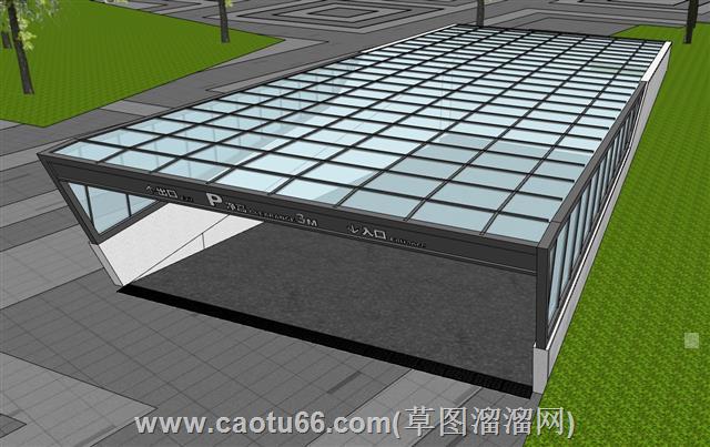 地下车库入口地库口su模型 1