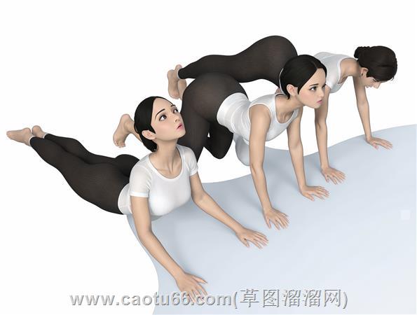 瑜伽各个姿势女人su模型 1