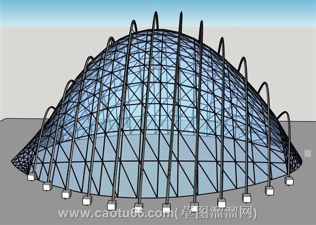 异形玻璃阳光房su模型 1