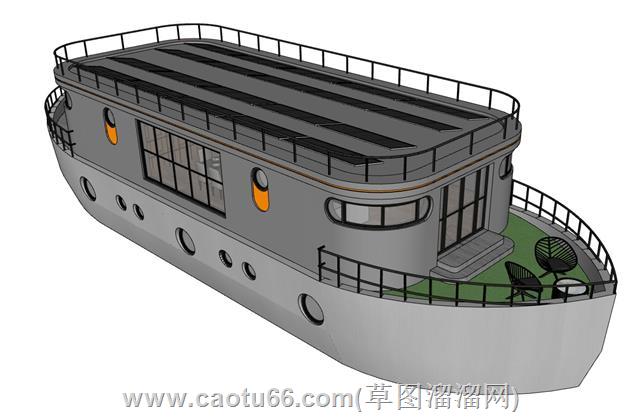 太阳能板私人游船su模型