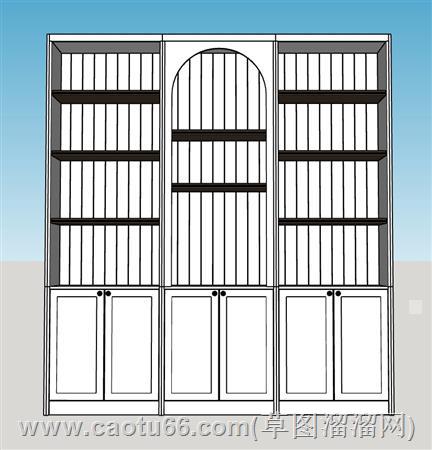 白色柜子书柜su模型 1