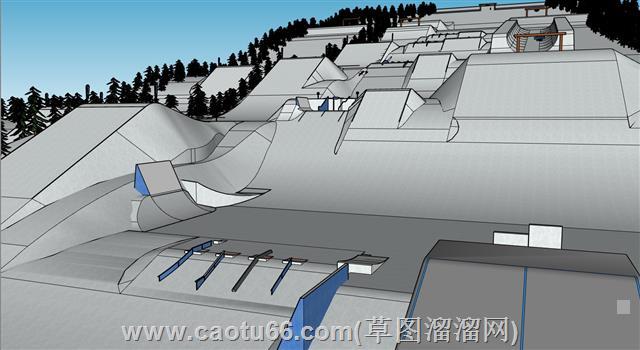 雪山滑雪场的su模型 1