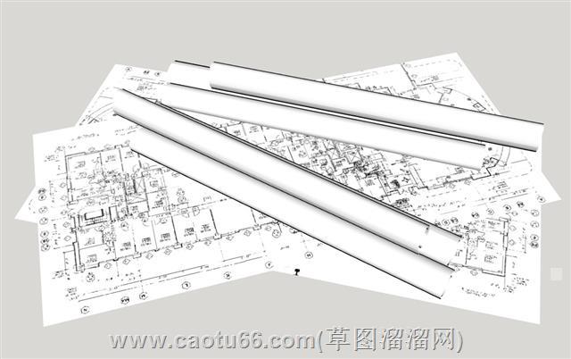 图纸卷纸的su模型 1