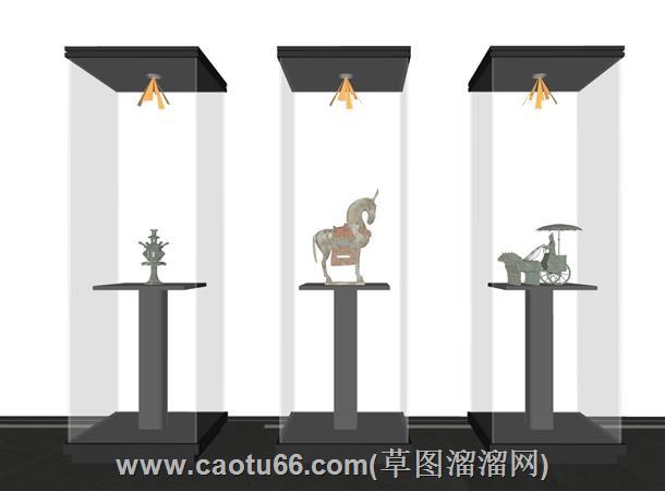 博物馆展示柜陈列柜古董su模型 1