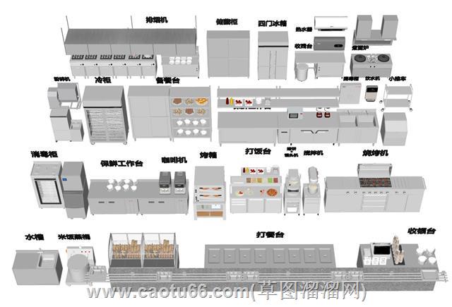 商厨后厨设备su模型 1
