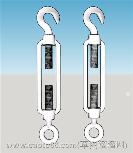 花篮螺栓花兰螺丝索具螺旋扣钢丝绳收紧拉紧器吊环吊具su模型 1