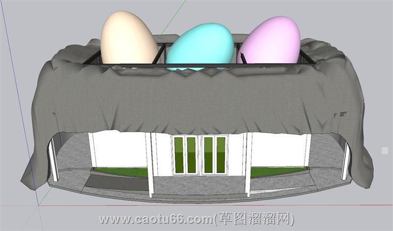 鸡蛋公厕厕所建筑su模型 1