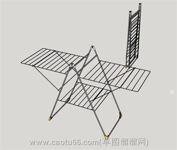 落地折叠晾衣架su模型 1