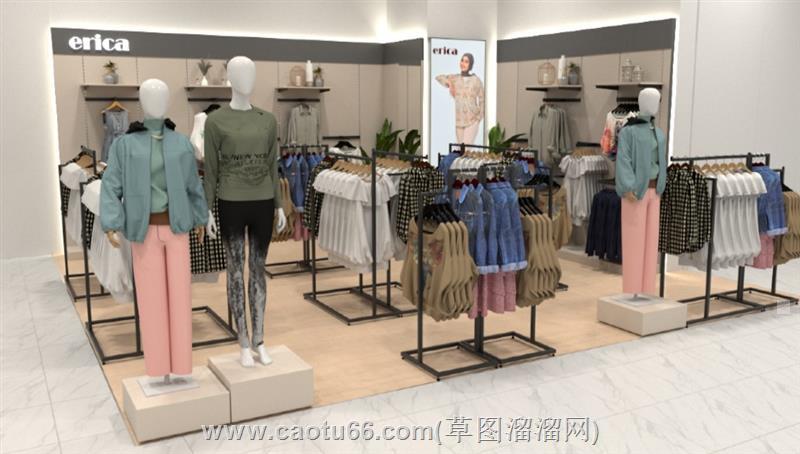 服装店陈列杆假人模特su模型 1