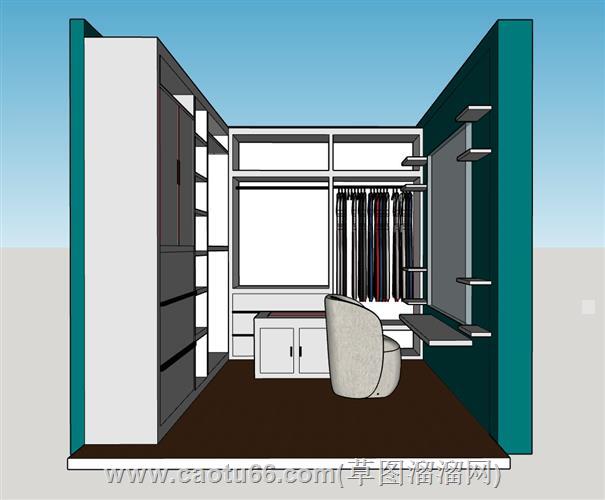 衣帽间衣帽柜化妆间su模型 1