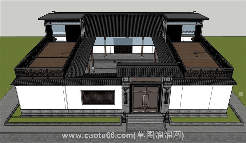 中式四合院民居su模型 1