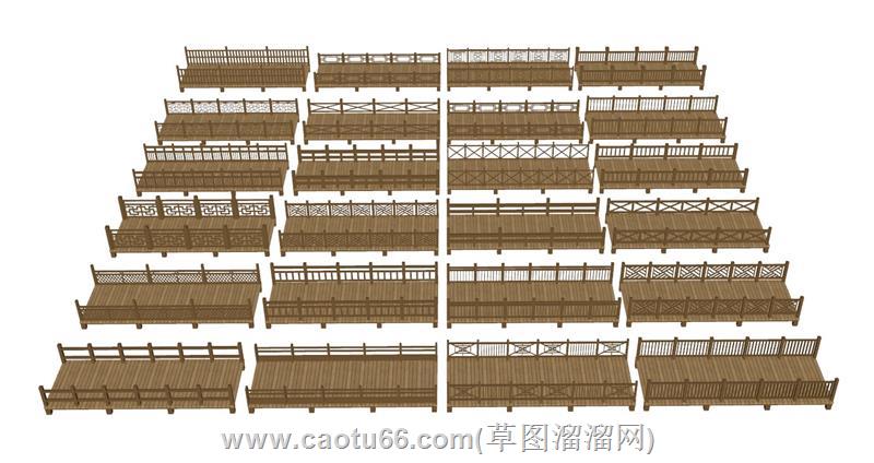 景观桥木桥平板桥su模型