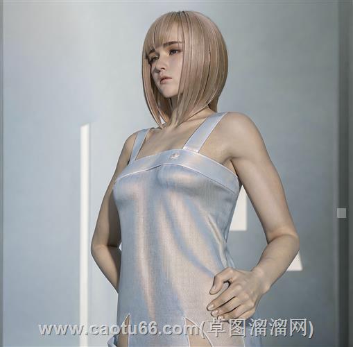 短发金发美女人物su模型 1