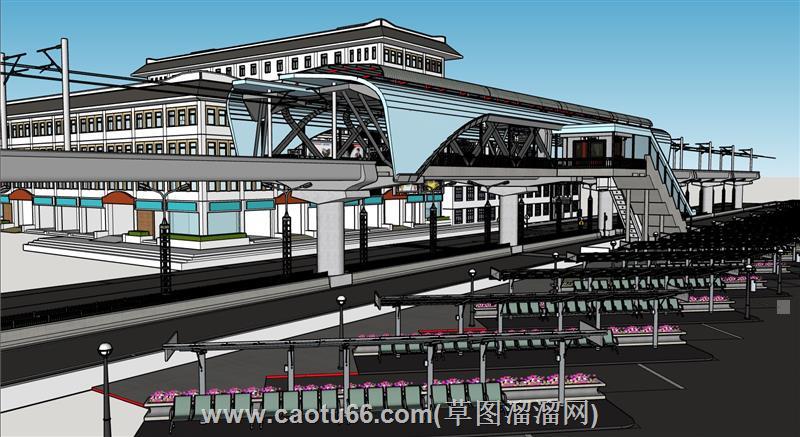 轻轨道路基建su模型 1