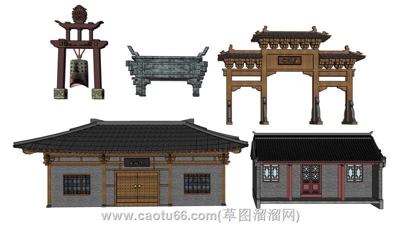 佛庙寺庙古建筑su模型 1