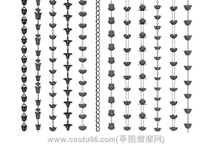 雨樋雨水檐落水雨链su模型 1