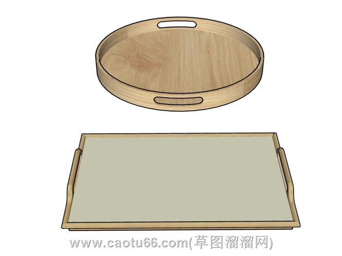 木盘圆形托盘方形托盘su模型 1