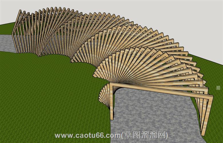 木质异形廊架su模型