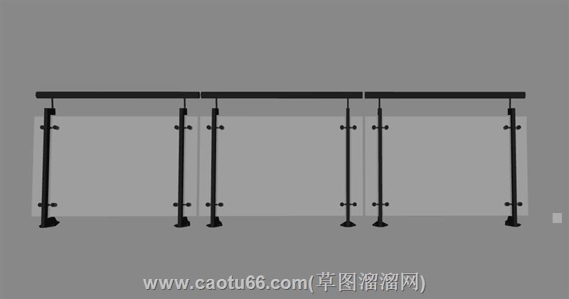 玻璃扶手栏杆su模型 1