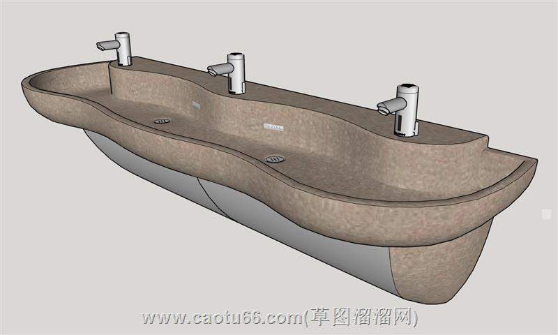 公共洗手池的水槽su模型