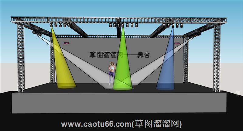 上场灯光桁架舞台su模型 1