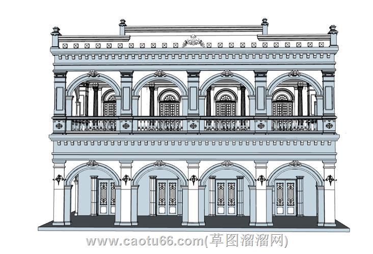 葡式葡萄牙建筑su模型 1