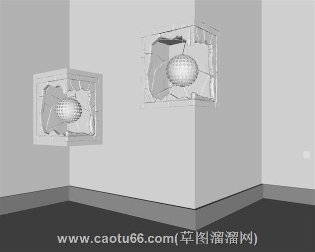 嵌入式墙角石膏灯模型