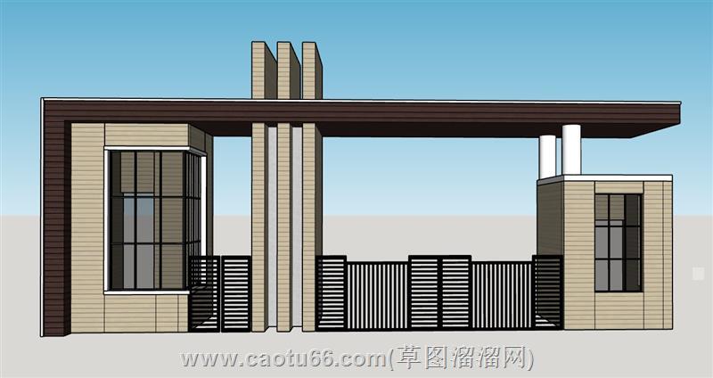 门卫岗亭入口模型