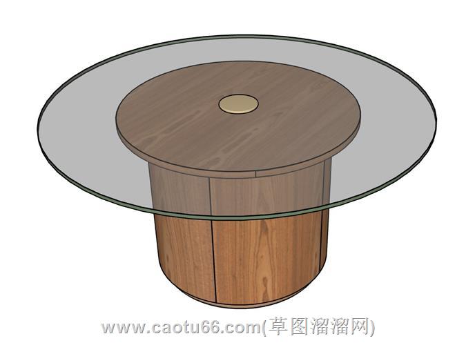 玻璃圆桌餐桌模型